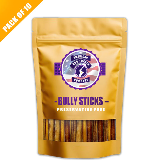 American Dog Treats Natural Beef Bully Stick Dog Treats - 6” Standard (10-Pack)