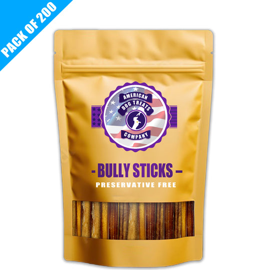 American Dog Treats Natural Beef Bully Stick Dog Treats - 6” Standard (200-Pack)