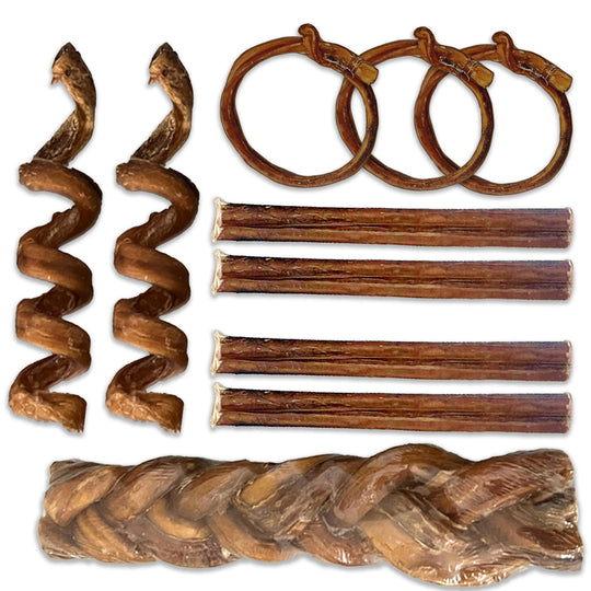 Fun-Shaped Variety Pack: All-Natural Bully Sticks for Dogs