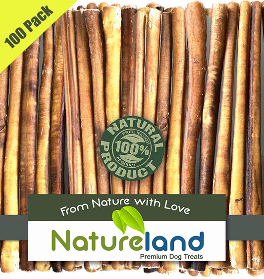 Natureland 12" Bully Sticks Standard Thickness Pack of 100