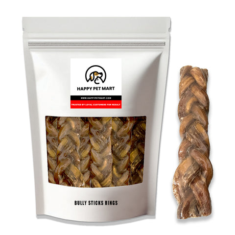 Happy Pet Mart Braided Bully Sticks for Dogs