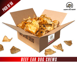 Happy Pet Mart Natural Beef Ears for Dogs - PACK OF 50