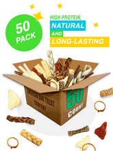 50-Piece Premium Dog Chew Assortment - Natural & Long-Lasting Treats | Includes Beef Ears, Bully Sticks, Collagen Sticks, Trachea Bones & More