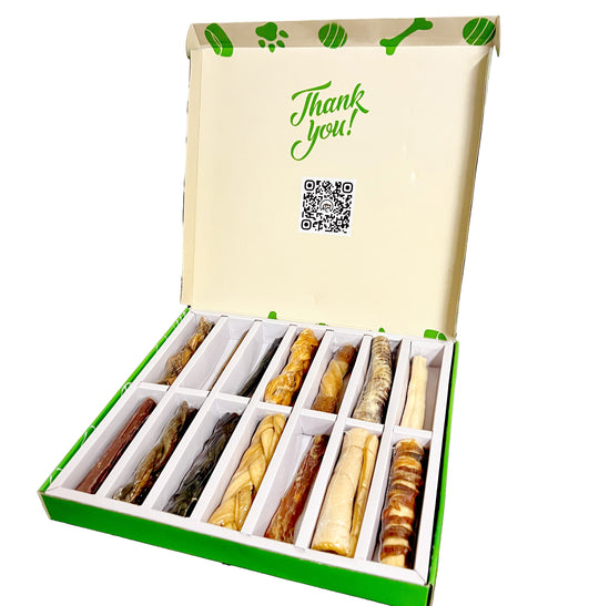 HAPPY PET MART Celebration Box – Premium Natural Dog Chews Variety Pack (14 Treats)